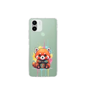 Redmi A1 Plus ile Uyumlu Splash Tilki Tasarımlı Şeffaf Silikon Kılıf