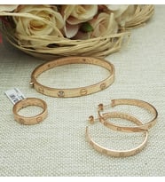 Cartier Kelepçe Yüzük ve Halka Küpe Takım