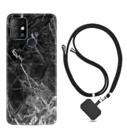 INFINIX Hot 8 9 10 11S Hot 10 Play 10T Kılıf Boyun Askılı Silikon Kara Mermer 1375