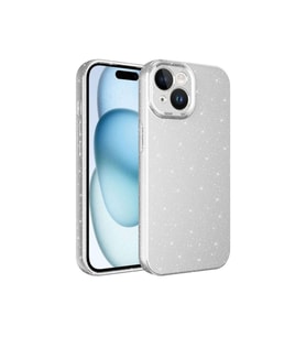 Apple iPhone 15 Plus Uyumlu Kılıf Kamera Korumalı Simli Lüks Zore Koton Kapak (Gümüş)