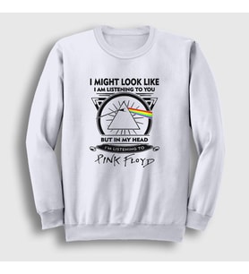 Presmono Unisex Beyaz Listening To Pink Floyd Sweatshirt 351359tt (Beyaz)