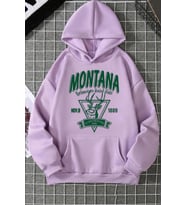 Unisex Montana Baskılı Sweatshirt (Lila)