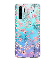 Huawei P30 Pro Uyumlu Kapak Floral Kırmızı Tasarımlı Şeffaf Silikon Kılıf