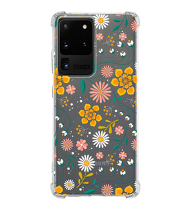 Samsung Galaxy S20 Ultra  Köşe Korumalı Antişok Kapak Çiçek Tasarımlı Şeffaf Silikon Kılıf
