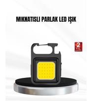 Şarjlı COB LED Anahtarlık Fener – 4 Modlu, Manyetik ve Katlanabilir Standlı
