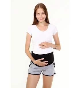 Luvmabelly MYRA8521 - Gri Hamile Spor Şortu