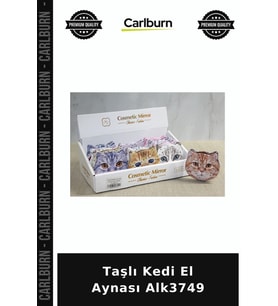 Özel Üretim Aksesuar Makyaj Taşlı Kedi El Aynası Alk3749
