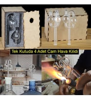 Fermantasyon Hava Kilidi El Yapımı Cam (4 Adet) Ahşap Özel Kutulu
