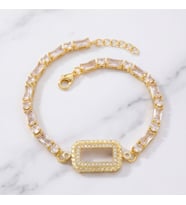 Altın Kaplama İmitasyon Gram Çerçeve Taşlı Bileklik BLK-1260 (Gold)