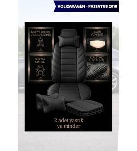 volkswagen passat b8 2018 Koltuk ve Kılıf uyumlu Lüks Minder Yastık Siyah 2 Minder 2 Yastık