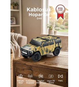 Torima Bluetooth Hoparlör Araba Tasarımlı USB TWS FM Destekli Speaker D48 Kamuflaj