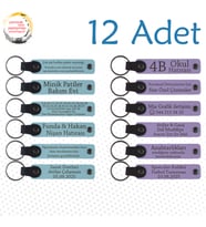 Gök Mavi & Mor Menekşe, 12'li Set, Kişiye Özel Yazılı Anahtarlık, Tüm Aile Bireylerine Özel Hediye