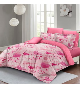 MONOHOME Sevgililer Günü Çift Kişilik Nevresim Takımı %100 Pamuk Saten Stay Pink (Pembe)