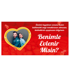 Resimli Evlilik Teklifi Afişi Pankartı  Benimle Evlenir Misin