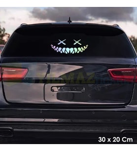 Araba Arka Cam Hologram Gülümseme Oto Sticker Etiket Çıkartma Yapıştırma 30 x 20 Cm