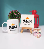 Baba Kupa Bardak ve Dekoratif Taş Baskı Hediye Seti
