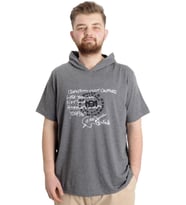 Mode XL Büyük Beden Erkek T-shirt Kapşonlu MUHAMMAD 23120 Antramelanj