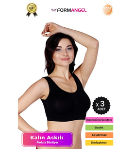 #Büstiyer Dikişsiz Seamless Kadın Esnek Yumuşak Kumaş Kalın Askılı Pedsiz Spor Büstiyer - 3 Adet (Siyah)