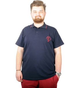 Mode XL Büyük Beden T-shirt Polo Cep Sup MD Basic 21555 Lacivert
