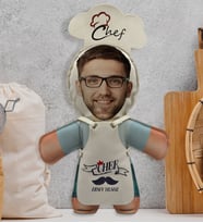 BK Gift Kişiye Özel Fotoğraflı Erkek Chef Bebek Yastık-1