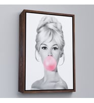 Çerçeveli Brigitte Bardot Kabarcık Sakızlı Dekoratif Kanvas Duvar Tablosu (Siyah)