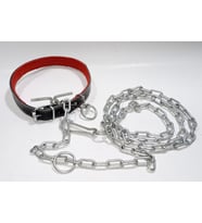 2 mt Zincir Tam Set 60cm Hakiki Deri Köpek Tasması Boyun Çapı 12-17cm iç Yapısı