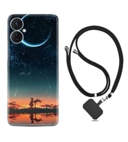 Tecno Spark 9T Kılıf Silikon Boyun Askılı İpli Desenli Silikon Ay ve Kız 1720