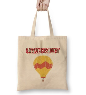 funny Travel gift design lover-Trippin Wanderlust Journey Adventurer Vacation Bez Çanta Uzun Saplı