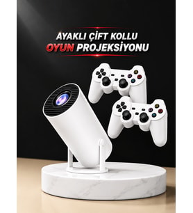 Projeksiyon Video Oyun Konsolu Projektör Taşınabilir Ayaklı Çift Kollu 4K Çözünürlüklü