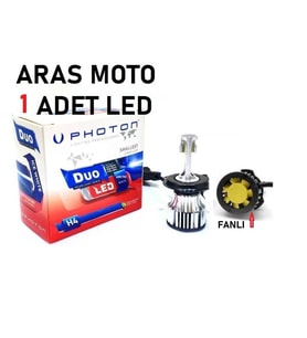 Motosiklet H4 Photon Fanlı Xenon Led Ampül 12-24 V (Duo Soğutucu Fanlı Model) 1 Adet_Supermoto (Renksiz)