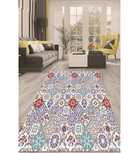 Dijital Kaymaz Taban Yıkanabilir Modern Renkli Salon Halısı Mutfak Halısı Yolluk ND-HT-863 (Çok Renkli)