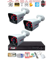 FURY 3 Kameralı 2MP Full HD Görüntü 6 Atom Led Gece Görüşlü Dış Mekan Güvenlik Kamerası Seti 320GB
