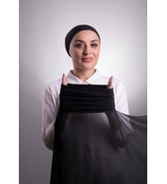 Siyah Pratik Hazır Geçmeli Şal Şifon Boru Boneli 3001_01