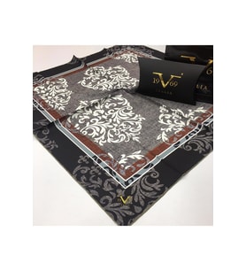 Mandala Desen Black Seri Twill Eşarp Eşarp Askısı ile Birlikte 90x90 cm GRİ-KİRE