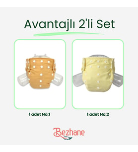 Bezhane Baby Avantajlı 2'li Set Yıkanabilir Bebek Bezi No:1 - No:2 (Çok Renkli)