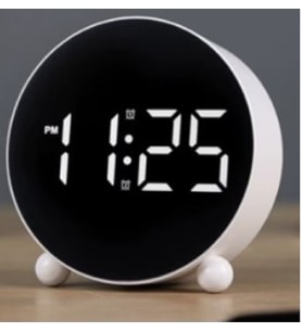 Modern Yuvarlak Dijital Masa Saati Led Işıklı Alarmlı Çalar Saat