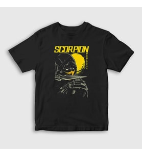 Presmono Unisex Çocuk Siyah Scorpion V4 Mortal Kombat T-Shirt 147659tt