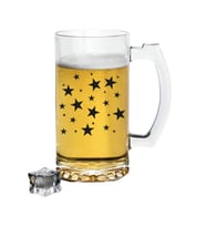 Yıldız Baskılı Bira Bardağı - Bira Bardak (Şeffaf)