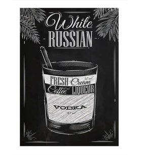 White Russian Kokteyl Art Mdf Poster