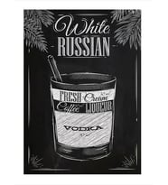 White Russian Kokteyl Art Mdf Poster