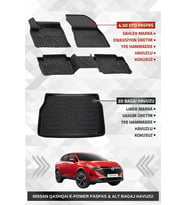 Sahler Qashqai E-Power 2022 + Uyumlu 4.5D Premium Havuzlu Oto Paspas ve Liner Marka 3D ALT Bagaj Havuzu