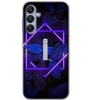 Galaxy A25 Kılıf HD Desen Baskılı Kılıf - Dark Neon Yaprak İ Harfi