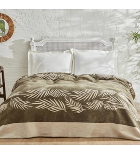 Karaca Home Leaf Haki Tek Kişilik Pamuk Battaniye