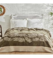 Karaca Home Leaf Haki Tek Kişilik Pamuk Battaniye