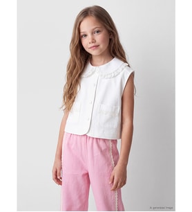 LCW Kids Beyaz Bebe Yaka Kız Çocuk Gabardin Ceket