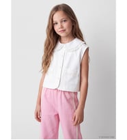 LCW Kids Beyaz Bebe Yaka Kız Çocuk Gabardin Ceket