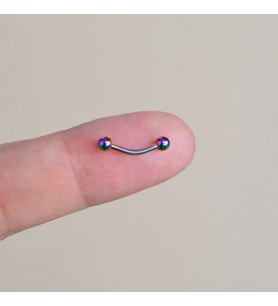 Cerrahi Çelik 8 mm İki Ucu Toplu Minimal Göbek Piercingi Hologram Renkli (Çok Renkli)