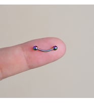 Cerrahi Çelik 8 mm İki Ucu Toplu Minimal Göbek Piercingi Hologram Renkli (Çok Renkli)