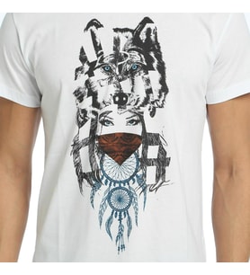 Bant Giyim - Wolf Girl Dreamcatcher Beyaz Erkek T-shirt Tişört
