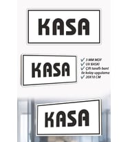 Kasa Yazılı Beyaz MDF Kapı Levhası